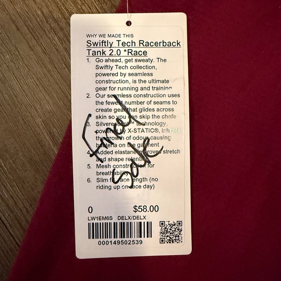 NWT Lululemon Swiftly Tech Racerback Tank 2.0 *Race length - Picture 3 of 3